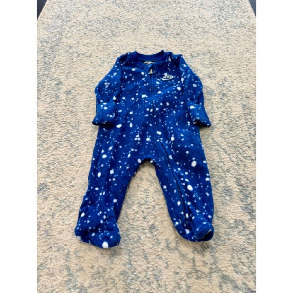 Nike Baby Boys 3 Months Printed Fleece Blue Coverall